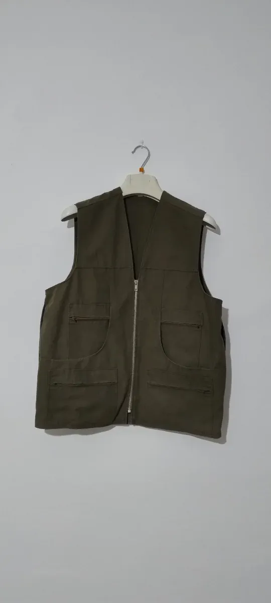 Giacca Gilet vintage verde scuro con tasche