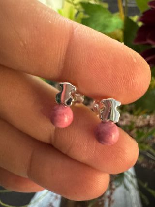 Pendientes plata S925 con perlas rosas