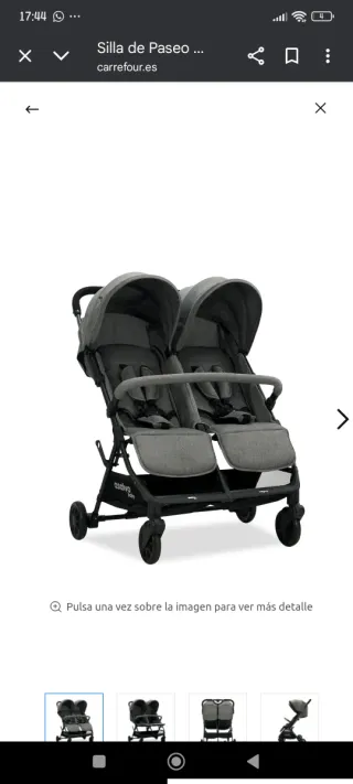 Carro gemelar gris semi nuevo