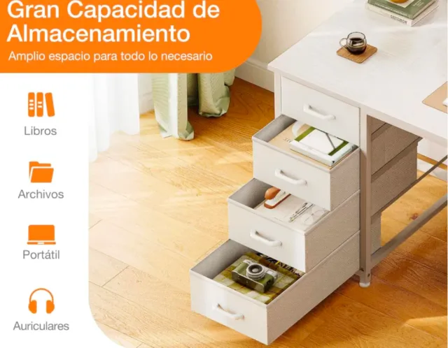 Escritorio Blanco 140x48 con Cajones