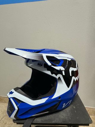 Casco Motocross Azul y Blanco Fox
