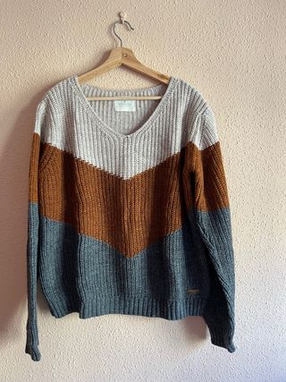 Jersey punto escote pico tres colores