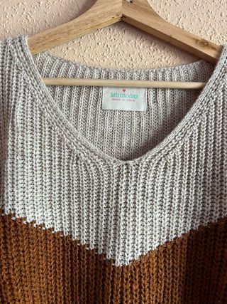 Jersey punto escote pico tres colores
