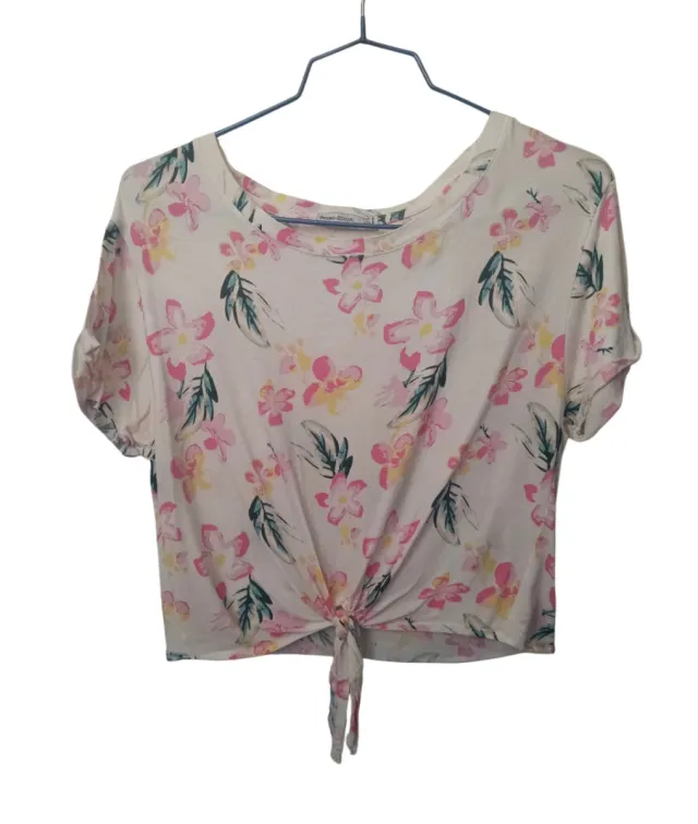 Top corto floral anudado