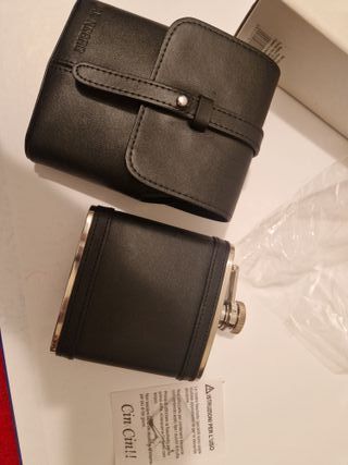 Portafiaschetta e fiaschetta in pelle Dal Negro