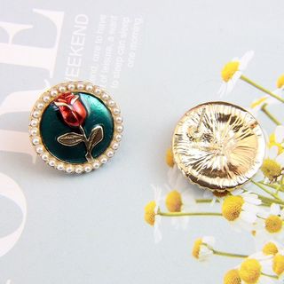 Pendientes vintage redondos rosa perlas