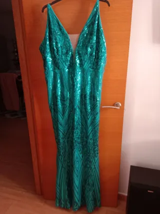 Vestido de fiesta lentejuelas verde