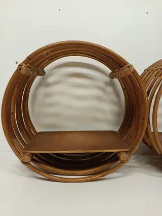 Estanterías vintage redondas de bambú