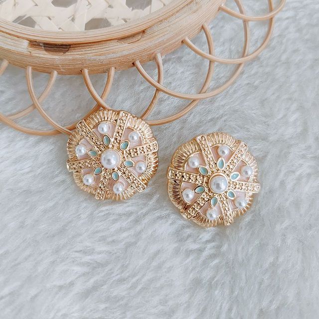 Pendientes dorados barrocos perlas y esmalte