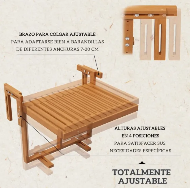 Mesa plegable madera balcón