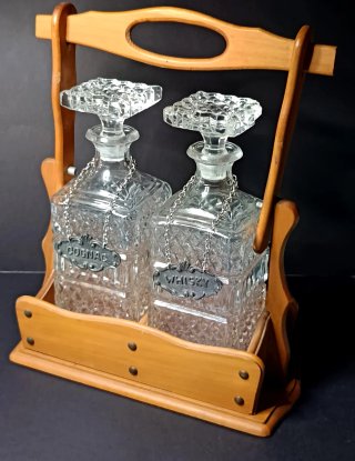 Coppia bottiglie liquore in cristallo vintage