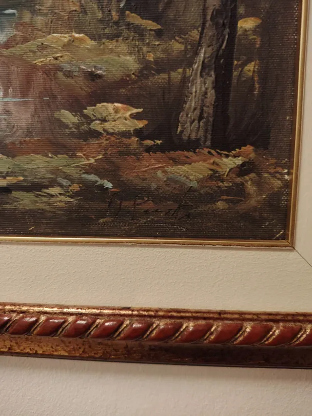 Quadro olio su tela con cornice in legno