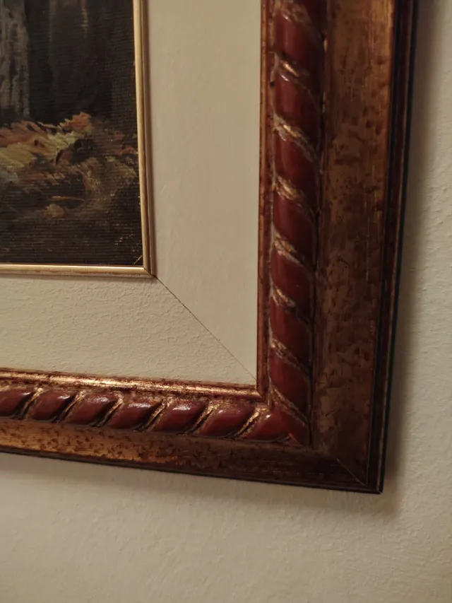 Quadro olio su tela con cornice in legno