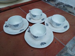 Juego 4 Tazas Café Vintage Flores