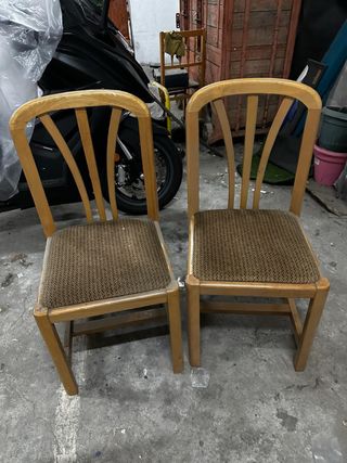 2 Sillas de Comedor Madera y Tela