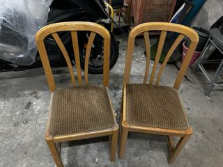 2 Sillas de Comedor Madera y Tela