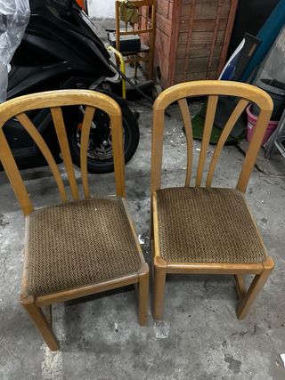 2 Sillas de Comedor Madera y Tela