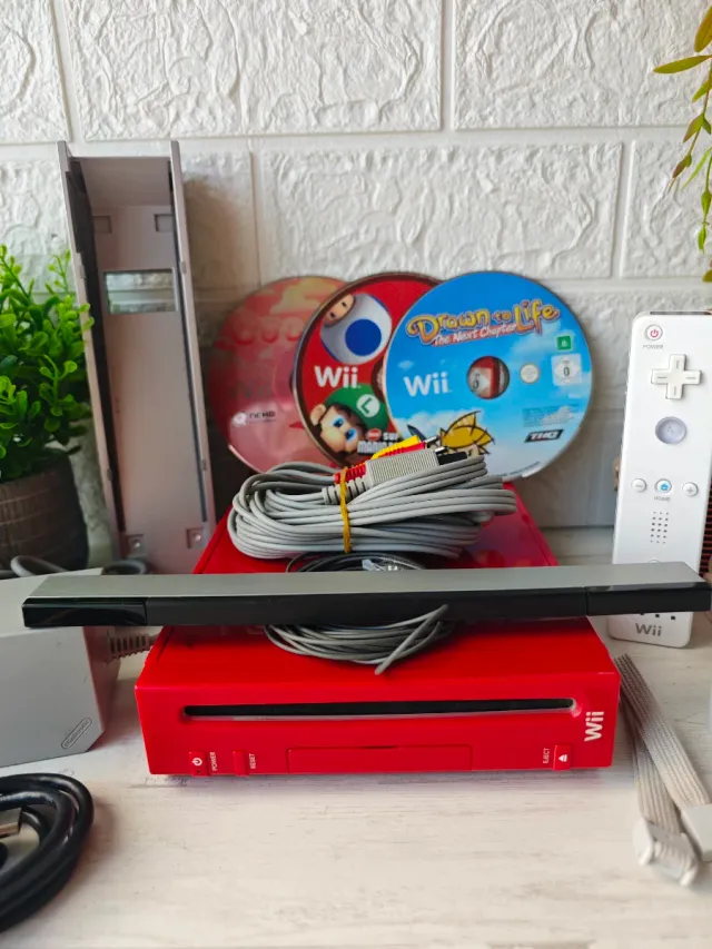 Nintendo Wii Roja Ed. Super Mario Bros Completa