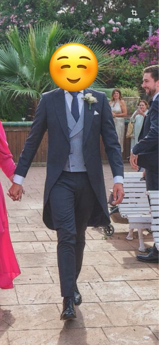 Chaqué de novio azul y gris