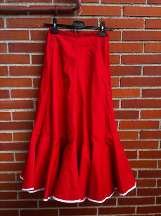Falda flamenca roja larga