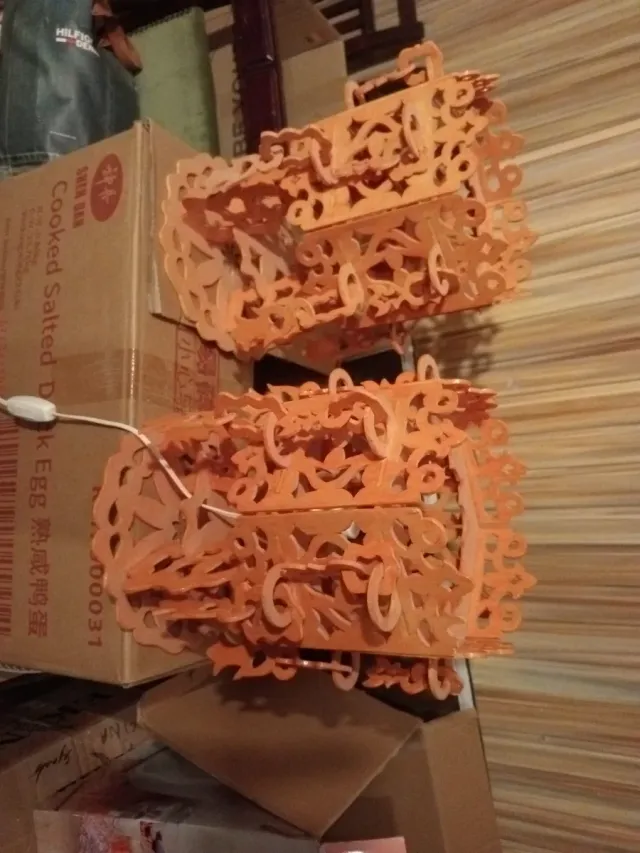 Juego 2 Lámparas Madera Naranja