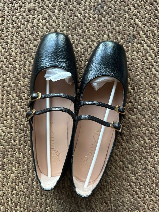 Bailarinas Unisa negras doble hebilla