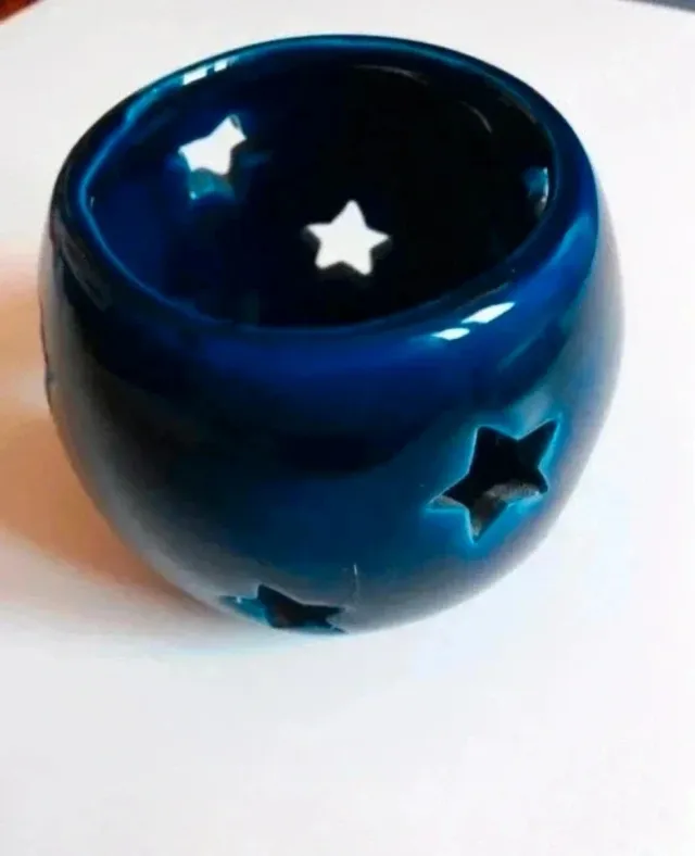 Portacandele blu con stelle