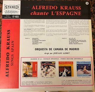 Vinilo Alfredo Krauss Chante L'Espagne
