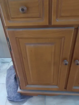 Mueble de baño pino con mármol y espejo