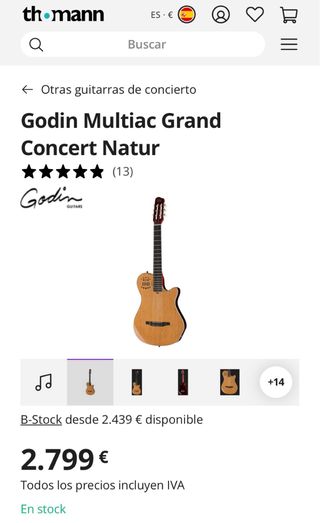 Godin Multiac Grand Concert Natur MIDI