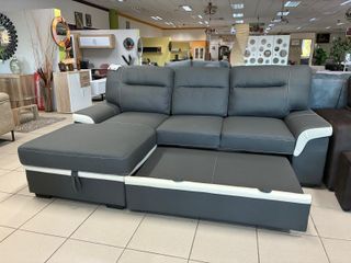 Sofá Chaise Longue Cama Gris/Blanco Nuevo