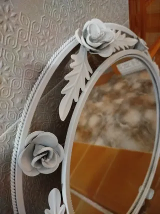 Espejo redondo retro decorativo Blanco