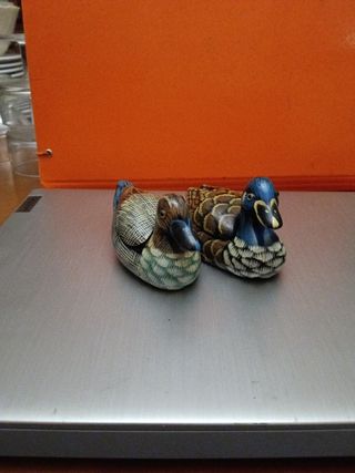 2 Anatre decorative in legno h 6 cm lunghezza 13 c