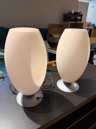 Conjunto 2 Lámparas Mesa Noche Blanco/Plata