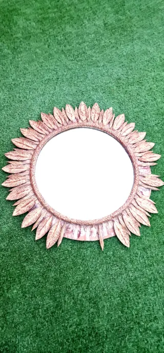 Espejo Sol Antiguo Madera y Dorado