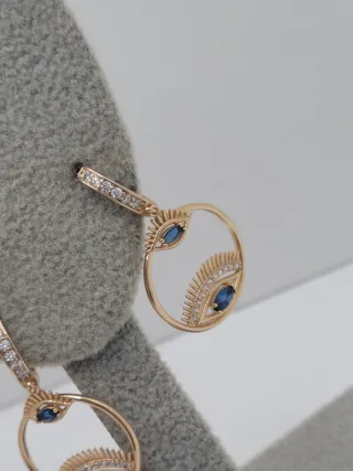 Pendientes Aro Ojo Azul y Dorado