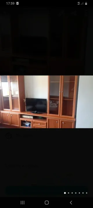 Mueble de salón madera y cristal