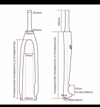 Horquilla Carbono bici Gravel