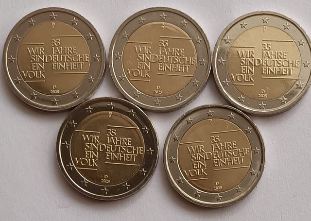 5 Monete 2 Euro Germania 2025, 5 Cecas, S/C