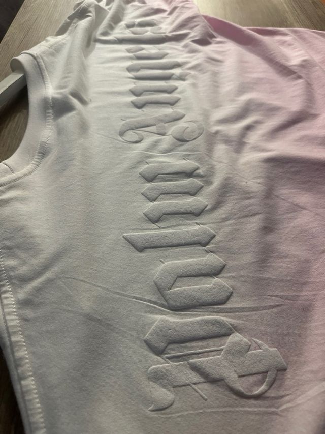 Camiseta Palm Angels degradado rosa y blanco