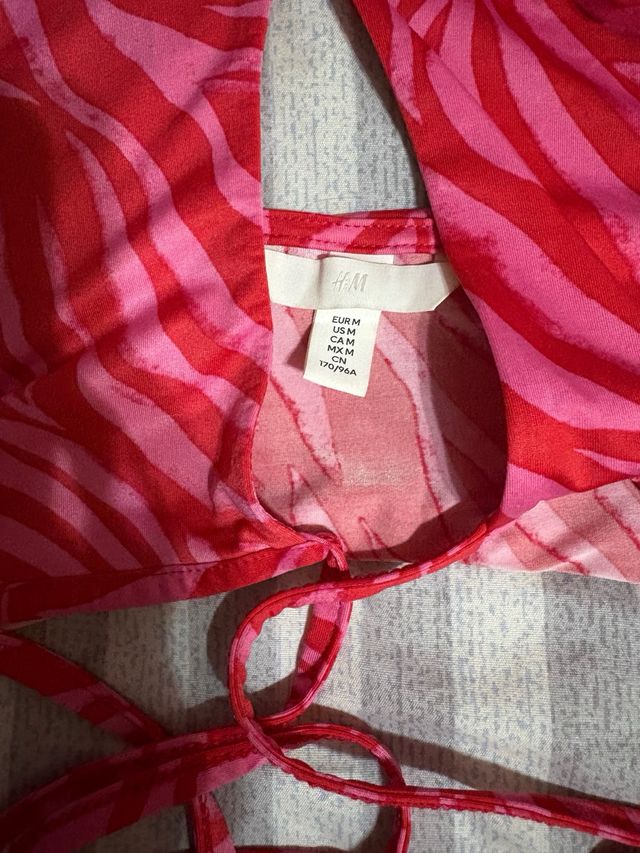Top halter cebra rosa y rojo