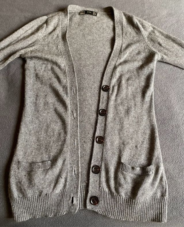 Cárdigan Zara Seda/Cachemira Gris