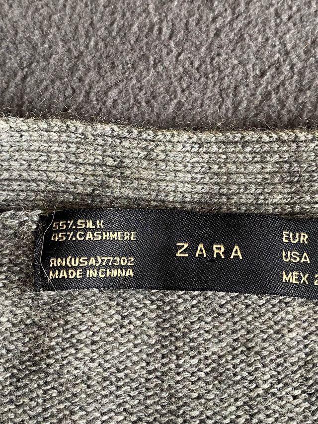 Cárdigan Zara Seda/Cachemira Gris