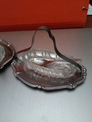 2 porta sale/spezie miniatura vetro/metallo