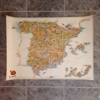 Antiguo mapa turístico ilustrado de España