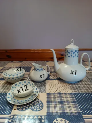 Servizio da tè porcellana blu e bianco