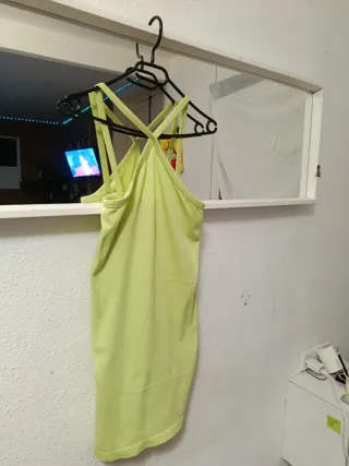 Vestido casual verde y amarillo