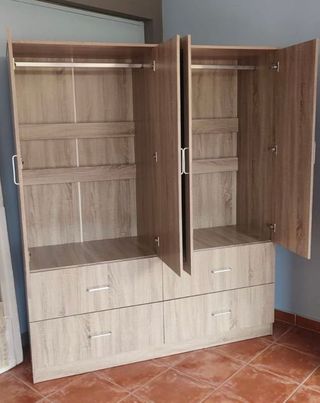 Armario 4 puertas con espejo y cajones