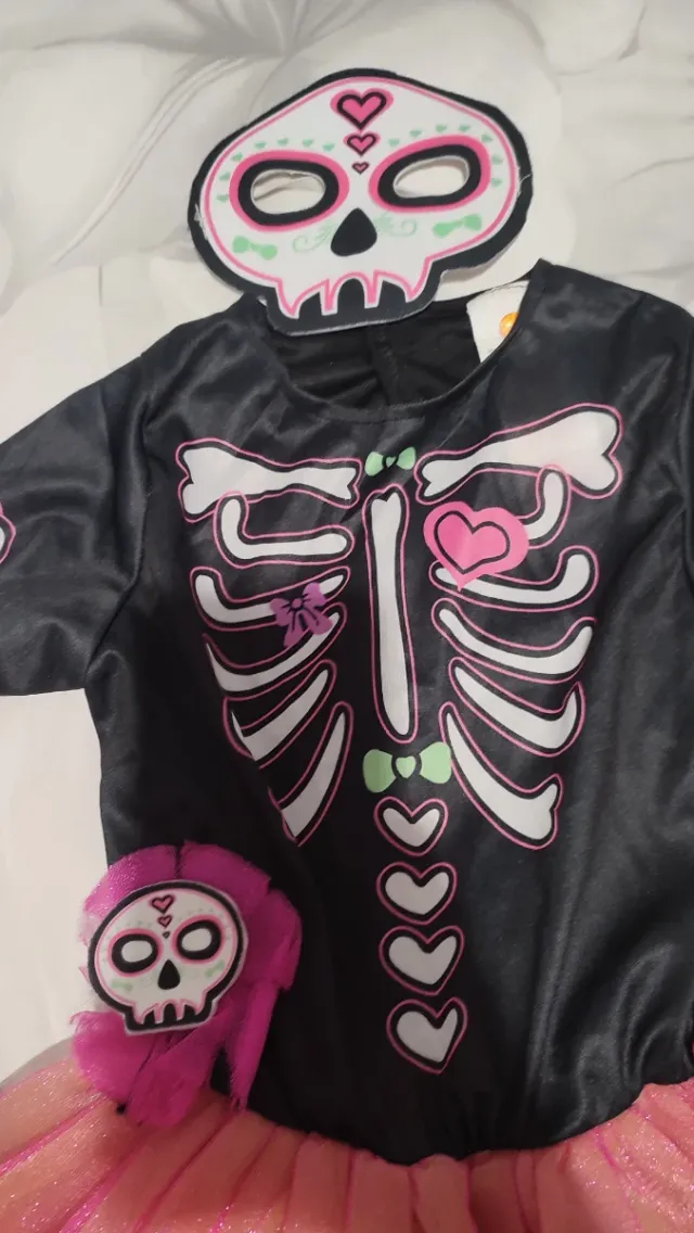 Disfraz Esqueleto Niña con Máscara