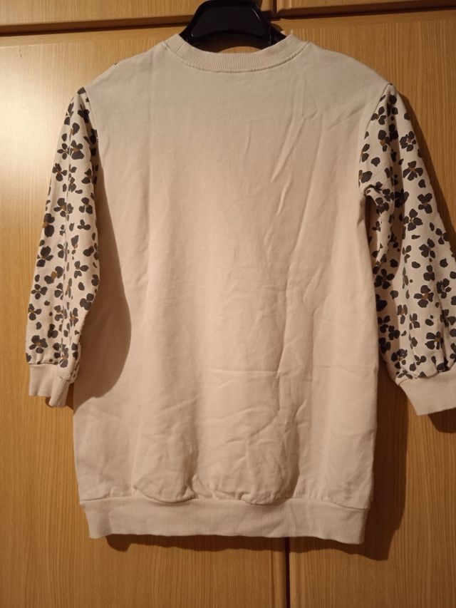 Sudadera niña beige con estampado floral
